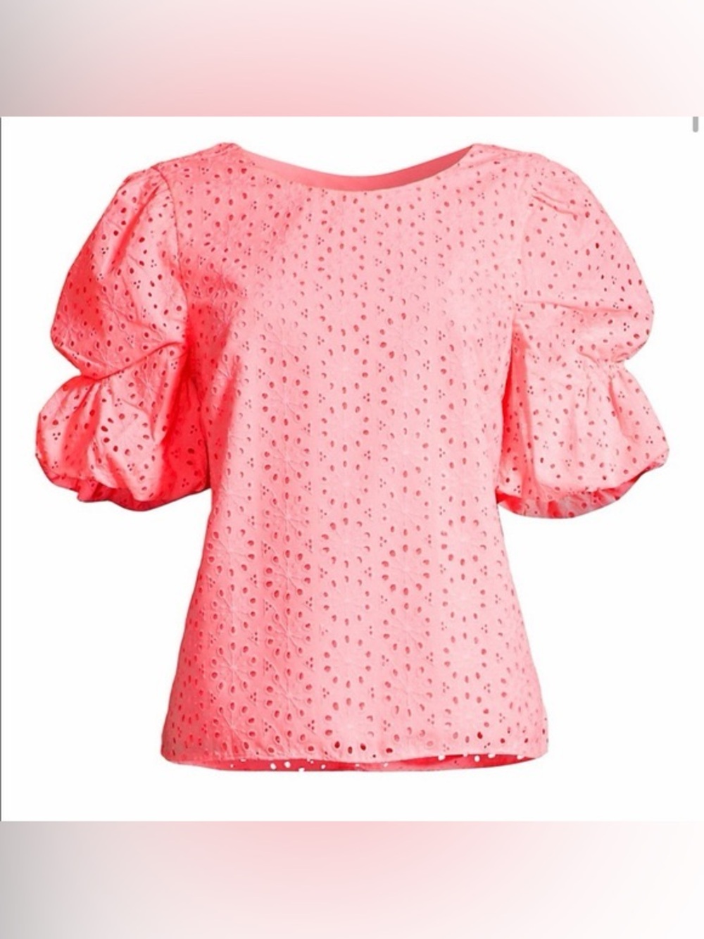 Lilly Pulitzer Coral Pink Eyelet Puff-Sleeve Top